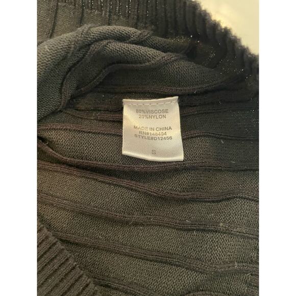 Windsor Simple Black Strapless Midi Dress Ribbed Viscose/Nylon Blend Size S - Picture 5 of 5